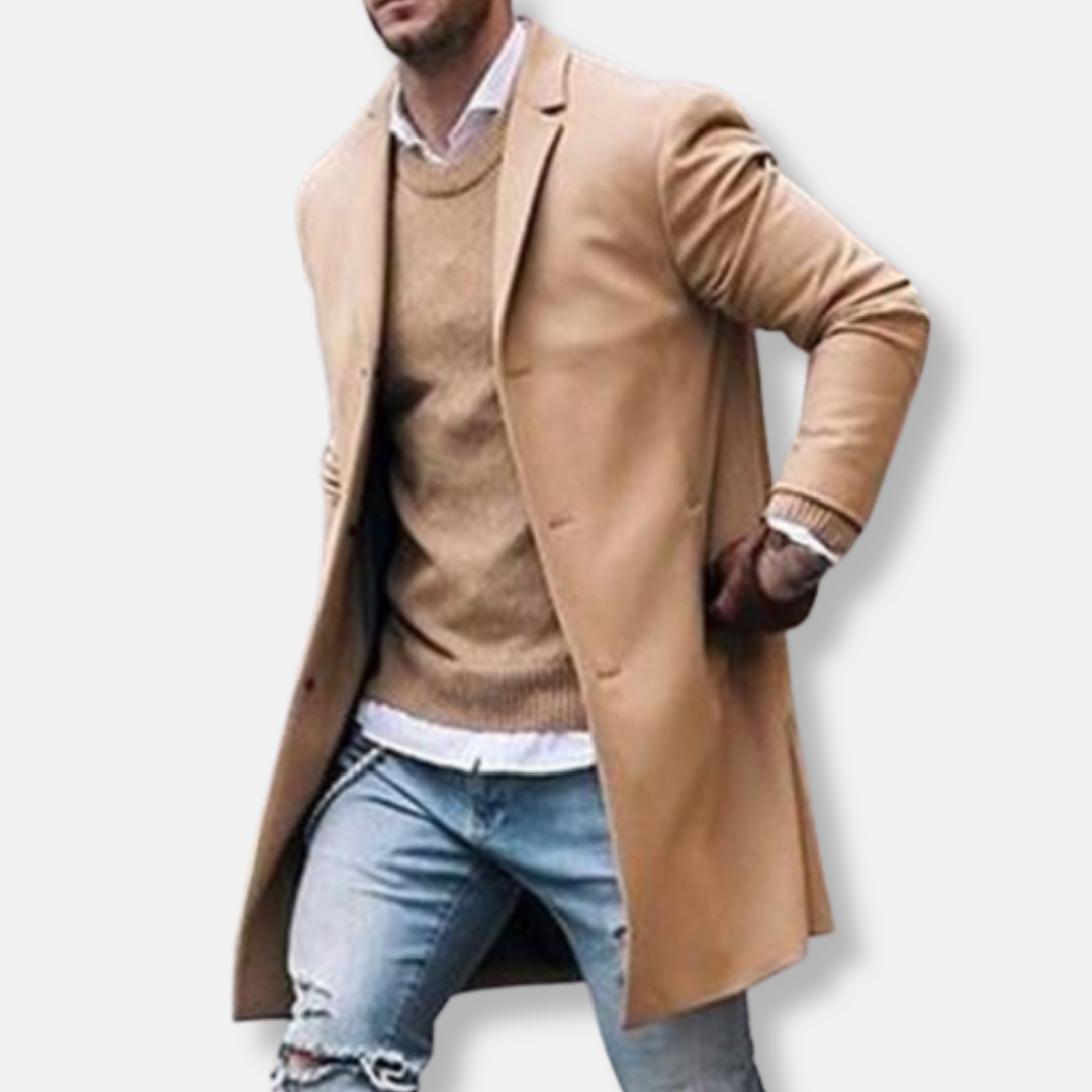 Oliver Regular Fit Topcoat | Collared Button Front Topcoat