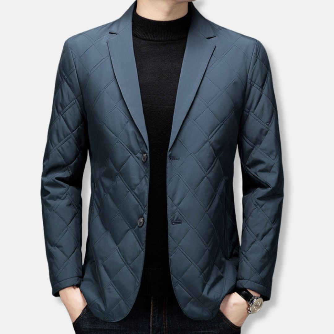 Men’s Blazer Jacket - Quilted Woven Fabric - Slim Fit - Notched Lapel