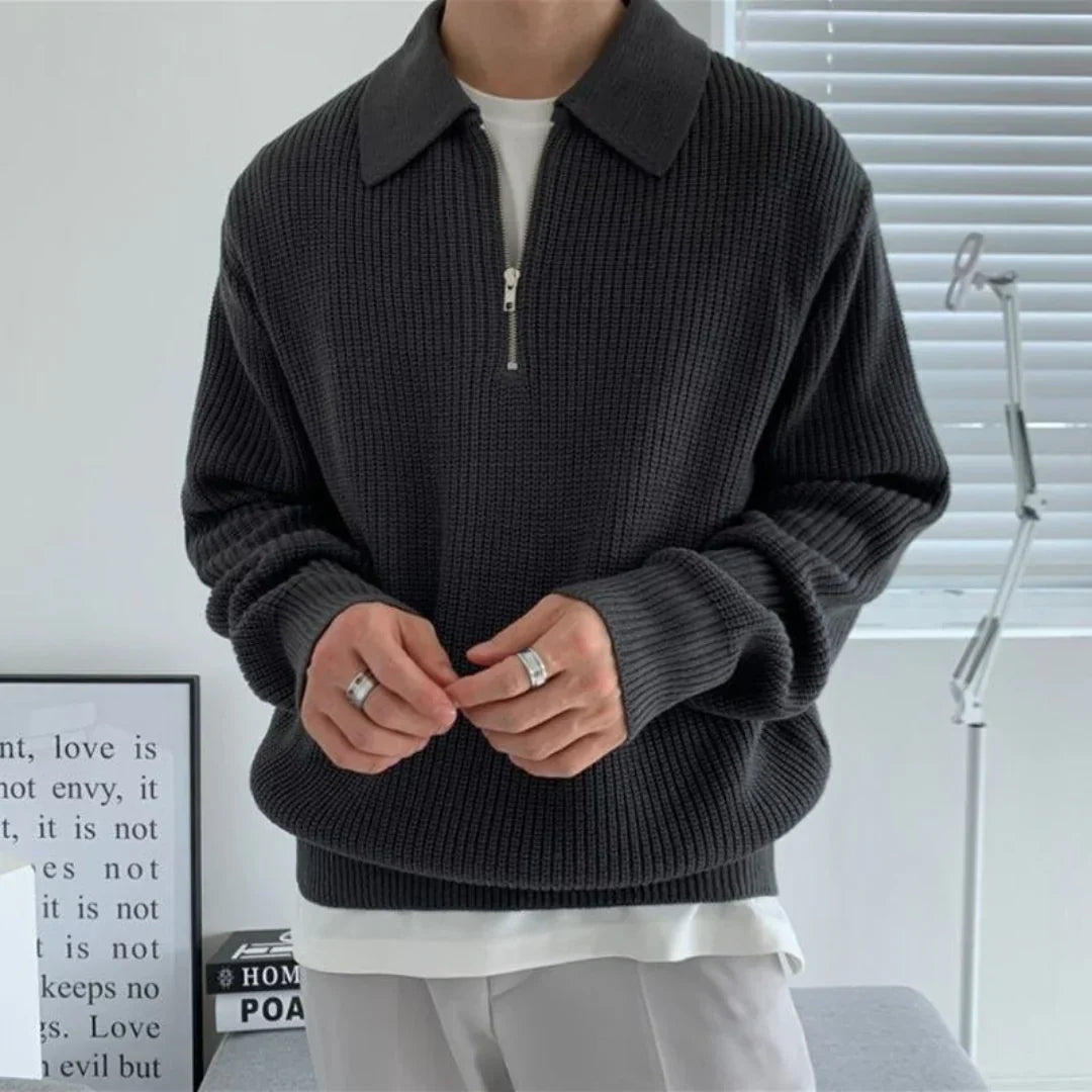 Men's half-zip knit sweater