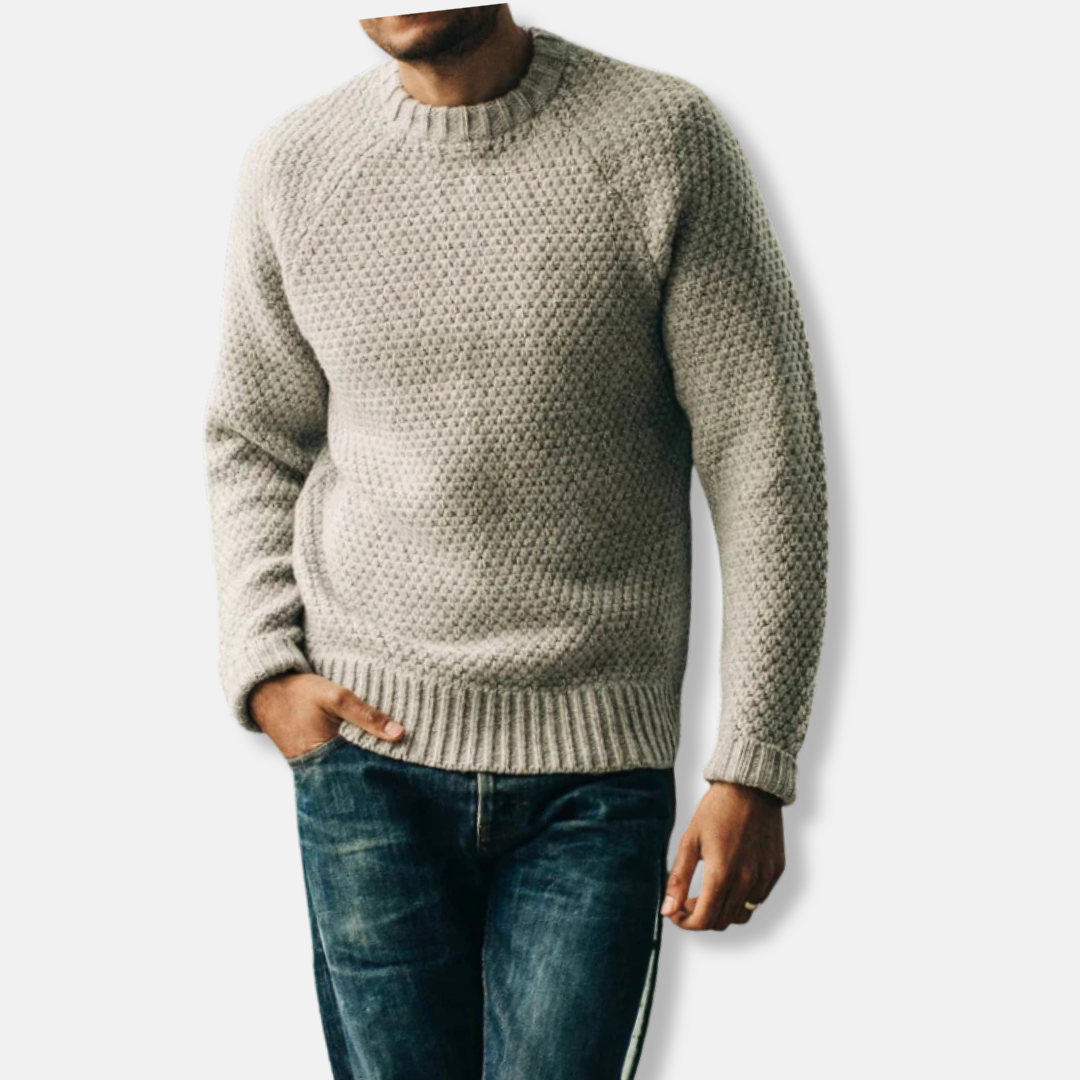 Men’s Sweatshirt - Wool - Ribbed Crew Neck - Raglan Sleeves