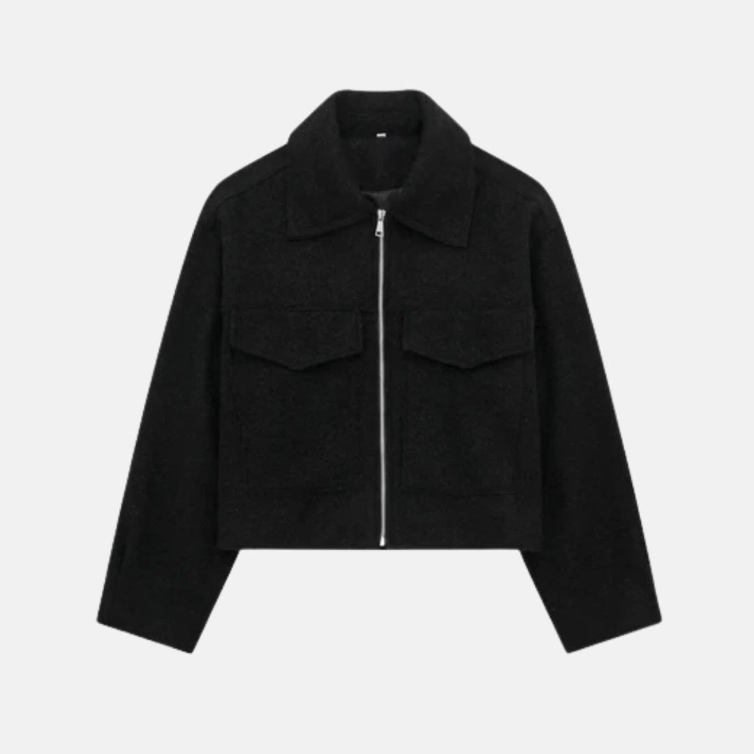 Olivia Wool Cropped Jacket | Relaxed Fit Collared Jacket