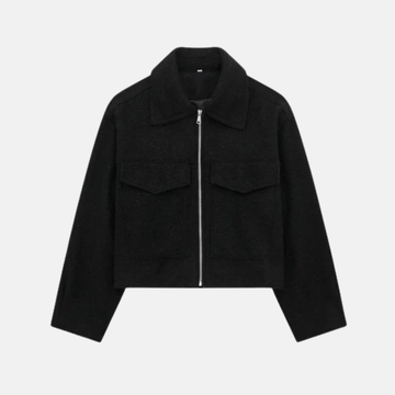 Olivia Wool Cropped Jacket | Relaxed Fit Collared Jacket