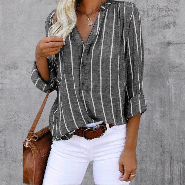 Women's casual striped button-down blouse