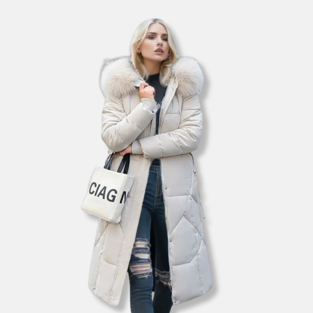 Women's urban puffer coat with quilted design