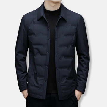 Men’s Down Jacket – Slim Fit – Quilted – Button Front – Water-Resistant – Waist-Length