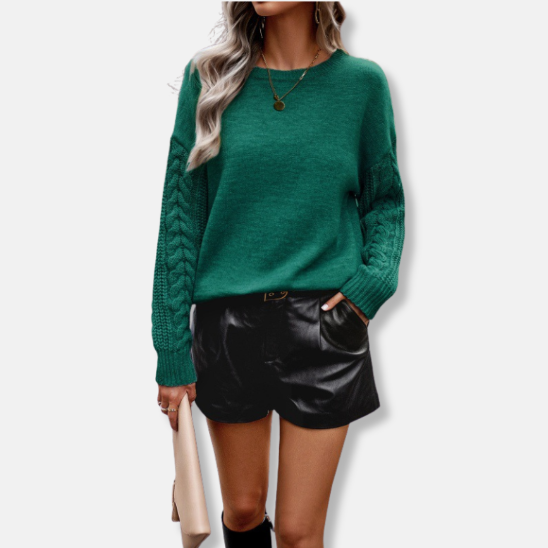 Isla Wool Knitted Sweater | Relaxed Fit Cable Knit Sweater