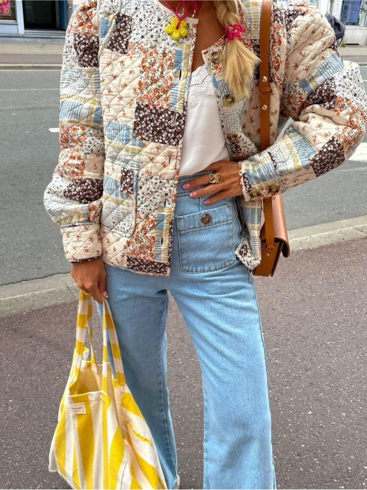 Women's quilted patchwork jacket for a boho chic vibe