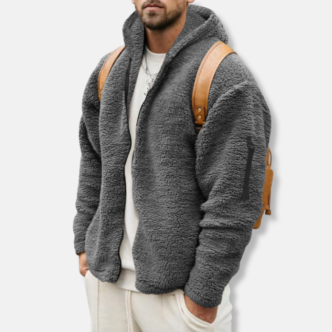 Theodore Fleece Hooded Jacket | Relaxed Fit Hip-Length Jacket