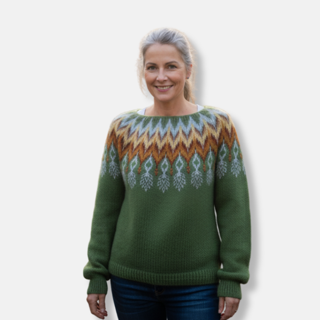 Isla Wool Fair Isle Sweater | Relaxed Fit Crewneck Sweater