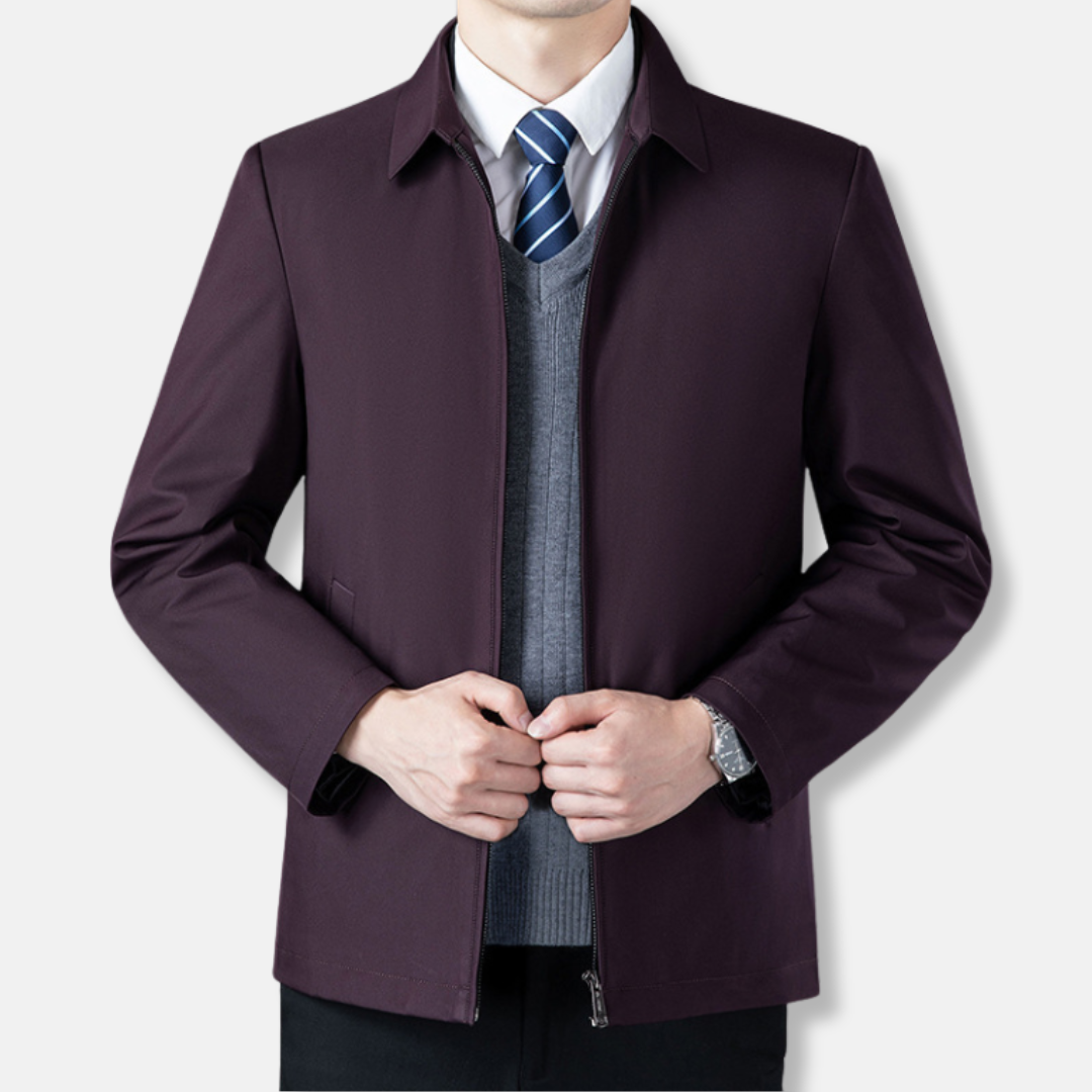 Men’s Jacket – Tailored Fit – Waist Length – Concealed Zip – Business Casual Style