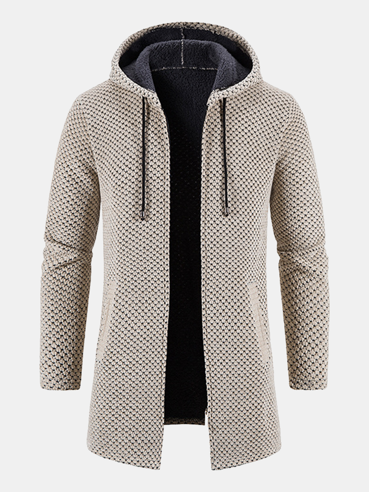 Men's cozy textured knit hooded cardigan