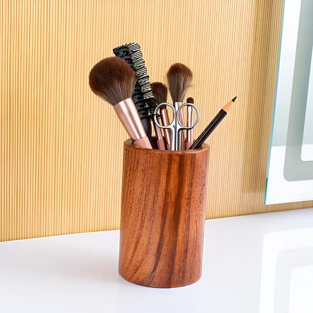 Solid Wood Open Top Utensil Holder