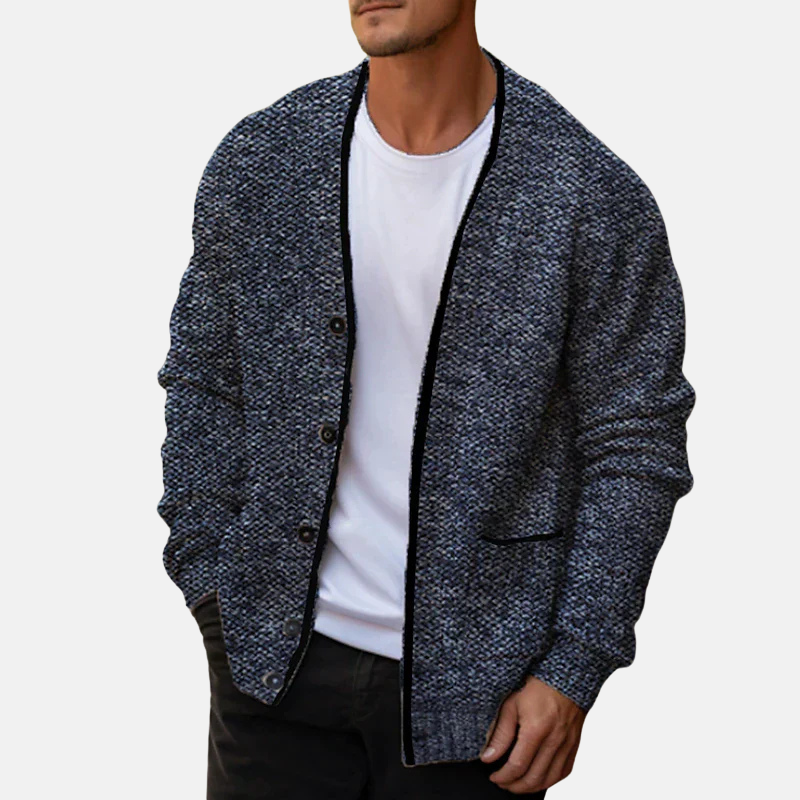 Men’s Cardigan - Wool - Relaxed Fit - V-Neck - Button Front