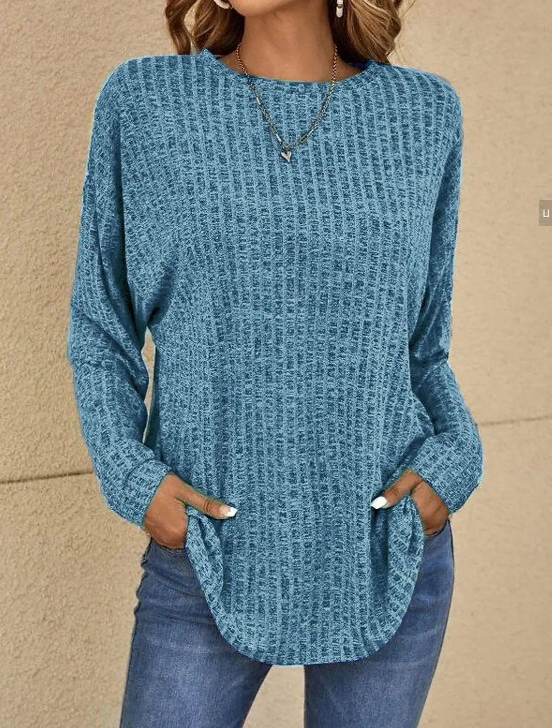 Women's long sleeve casual ribbed top for everyday comfort