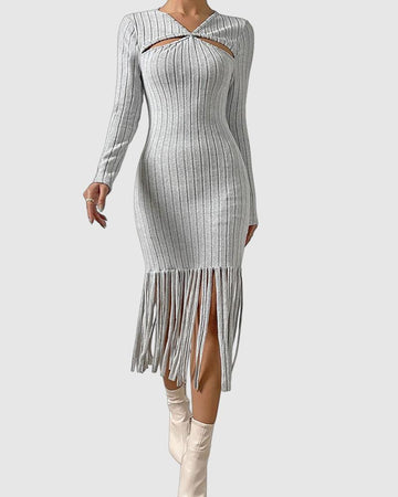 Avery - Knitted Dress With Fringes