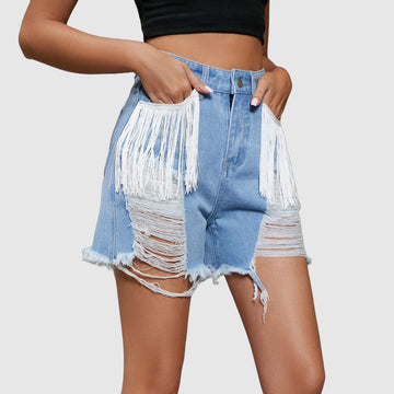 Hermione - ripped straight denim shorts