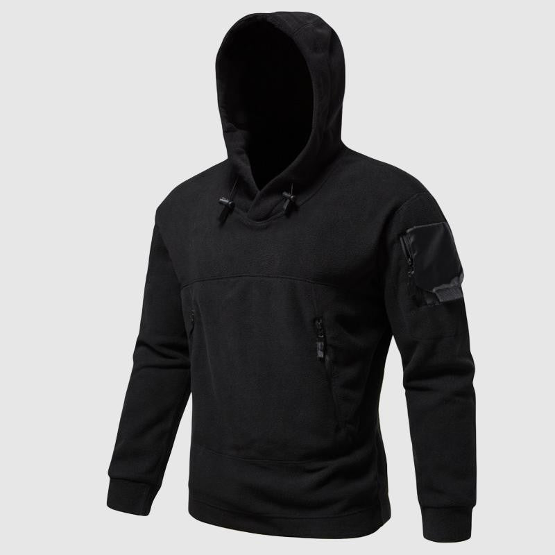 Men's tactical fleece hoodie with multiple pockets