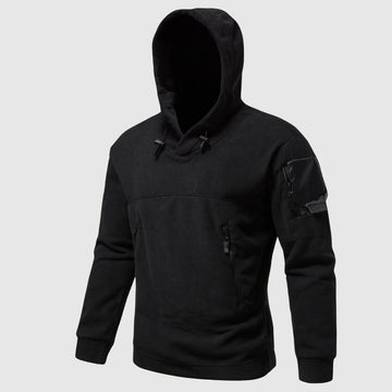 Men's tactical fleece hoodie with multiple pockets