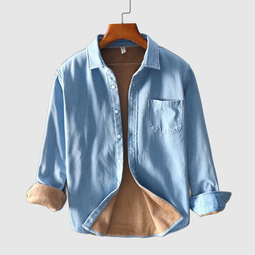 Men's long sleeve flannel denim shirt