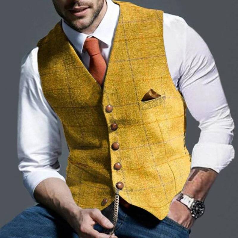 Men's plaid vest for weddings and formal events