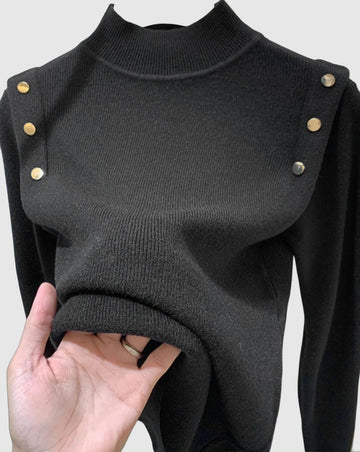 Women's knitted turtleneck sweater with buttons