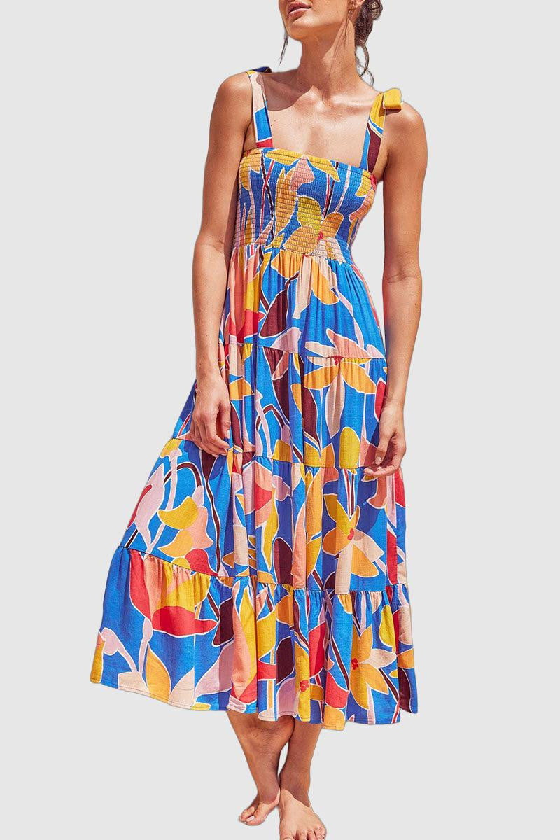 Bianca - Bohemian Spaghetti Strap Print Dress