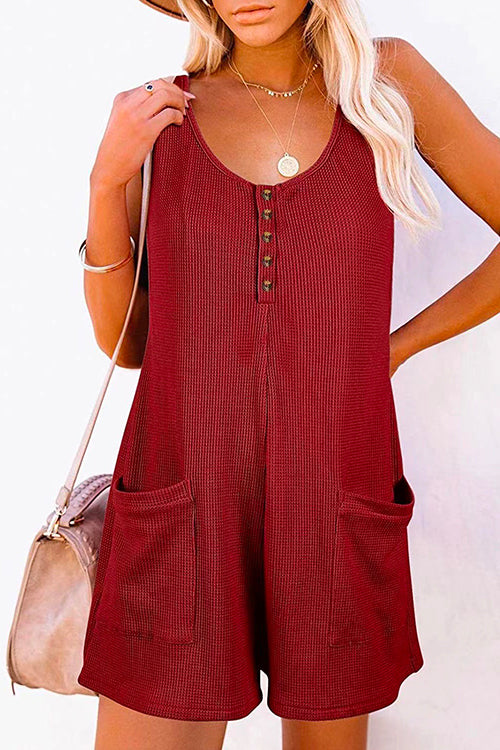 Women's Ribbed Tank Romper with Pockets