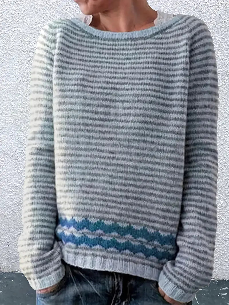 Women's casual sweater with subtle stripes