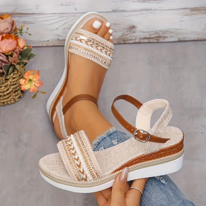 Stylish platform sandals with ankle buckle strap for women