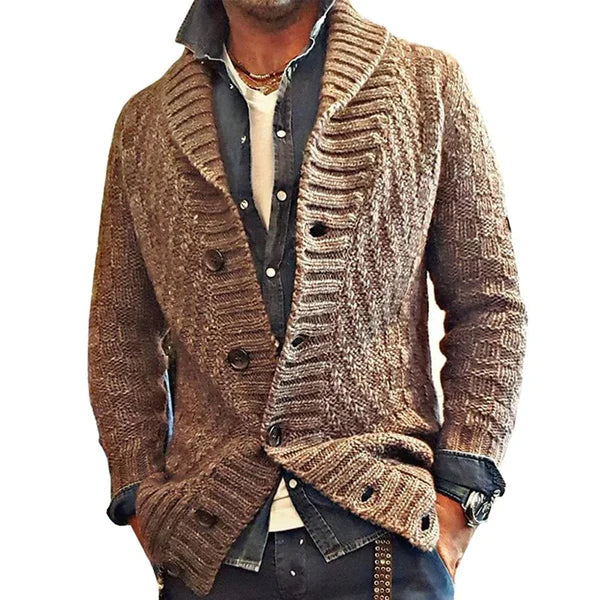 Men's chunky knit cardigan for cozy casual vibes