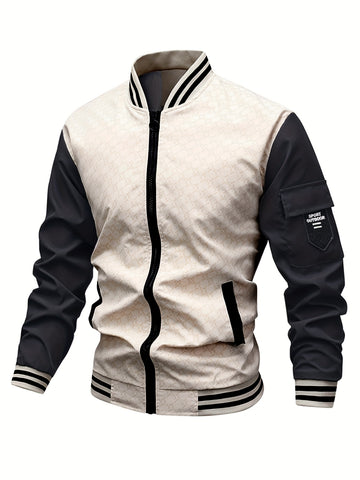 Color block varsity jacket for men