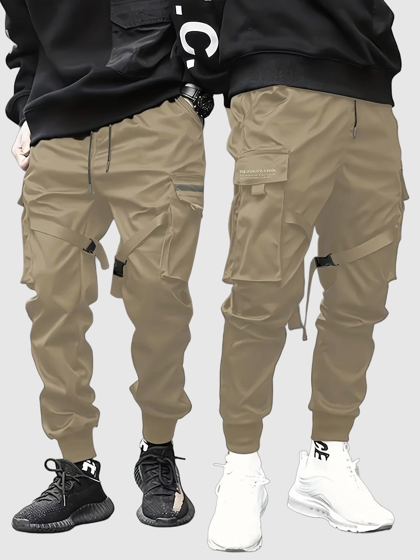 Trendy solid cargo pants for men