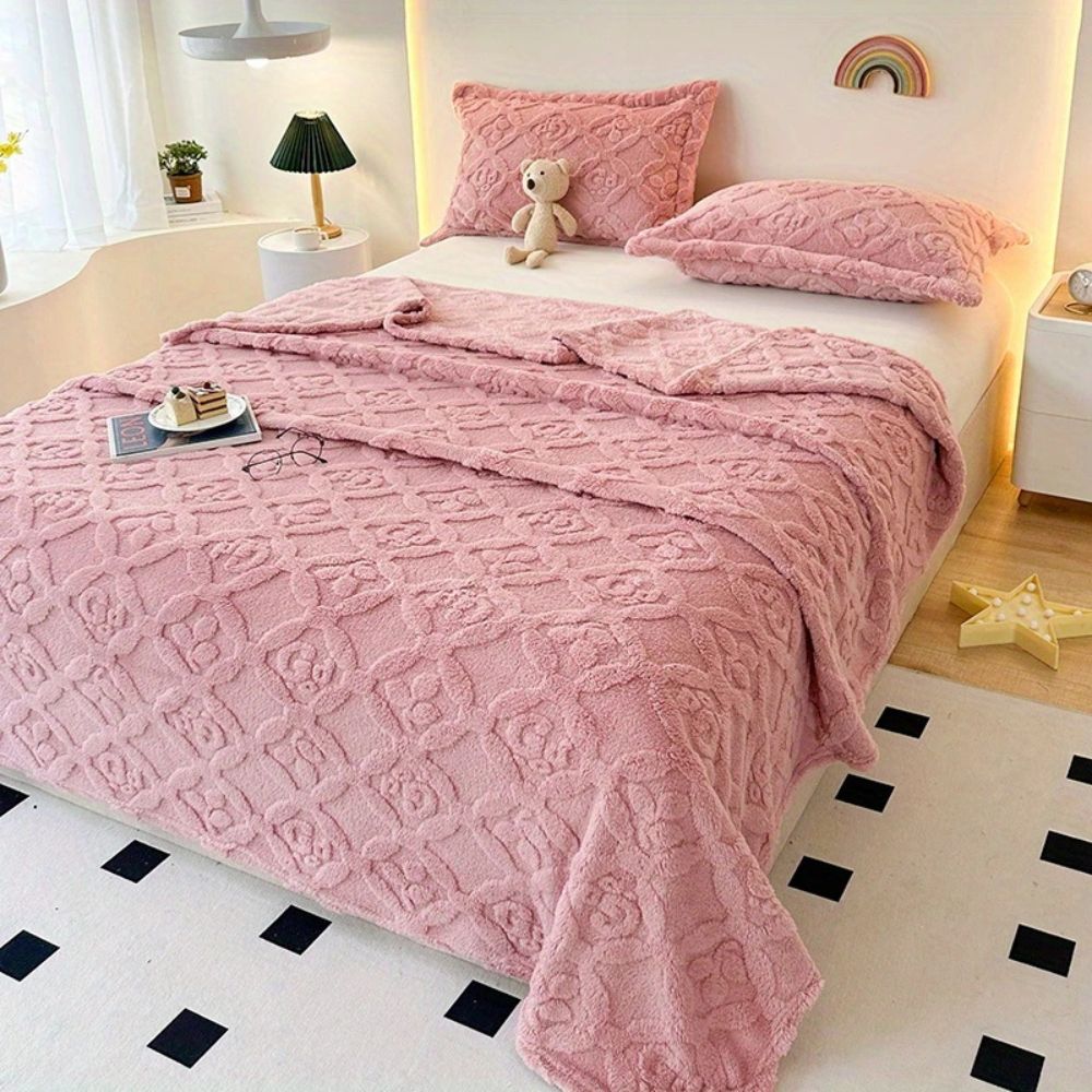 Sherpa Fleece Raised Leaf Throw Blanket