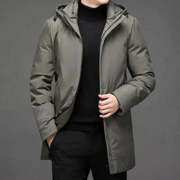 Men's long sleeve hooded winter overcoat