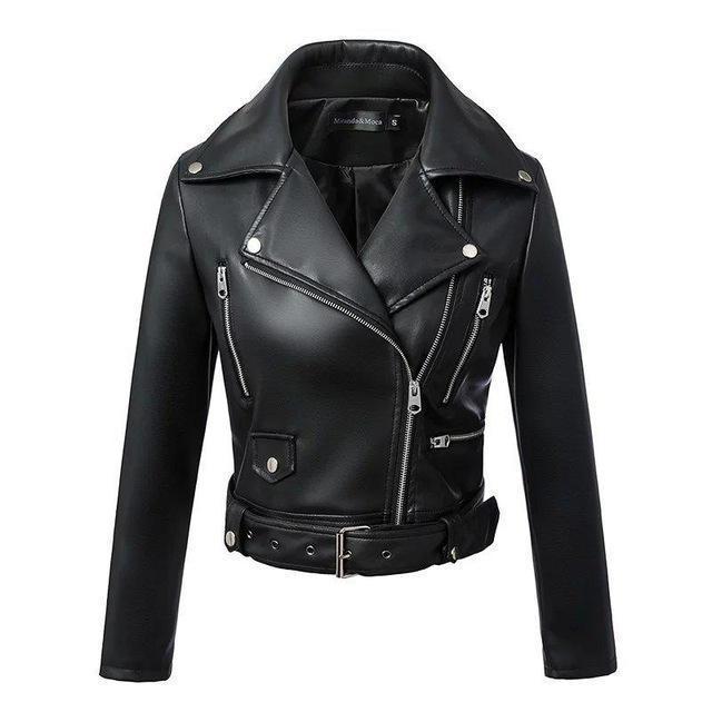 Ryssa - chic long sleeve leather jacket