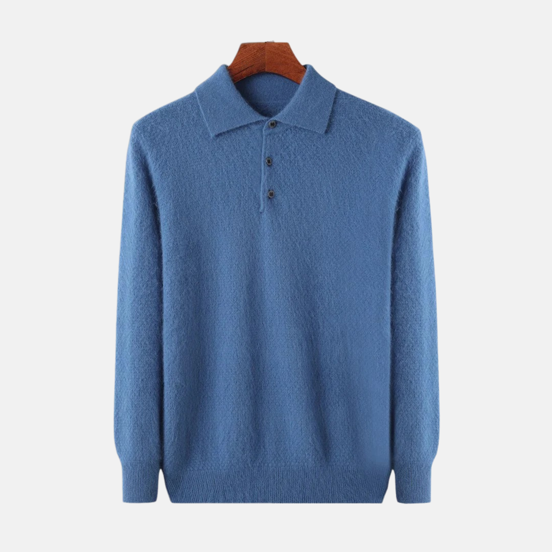 Men’s Polo Sweater - Knit - Relaxed Fit - Polo Collar - Long Sleeves