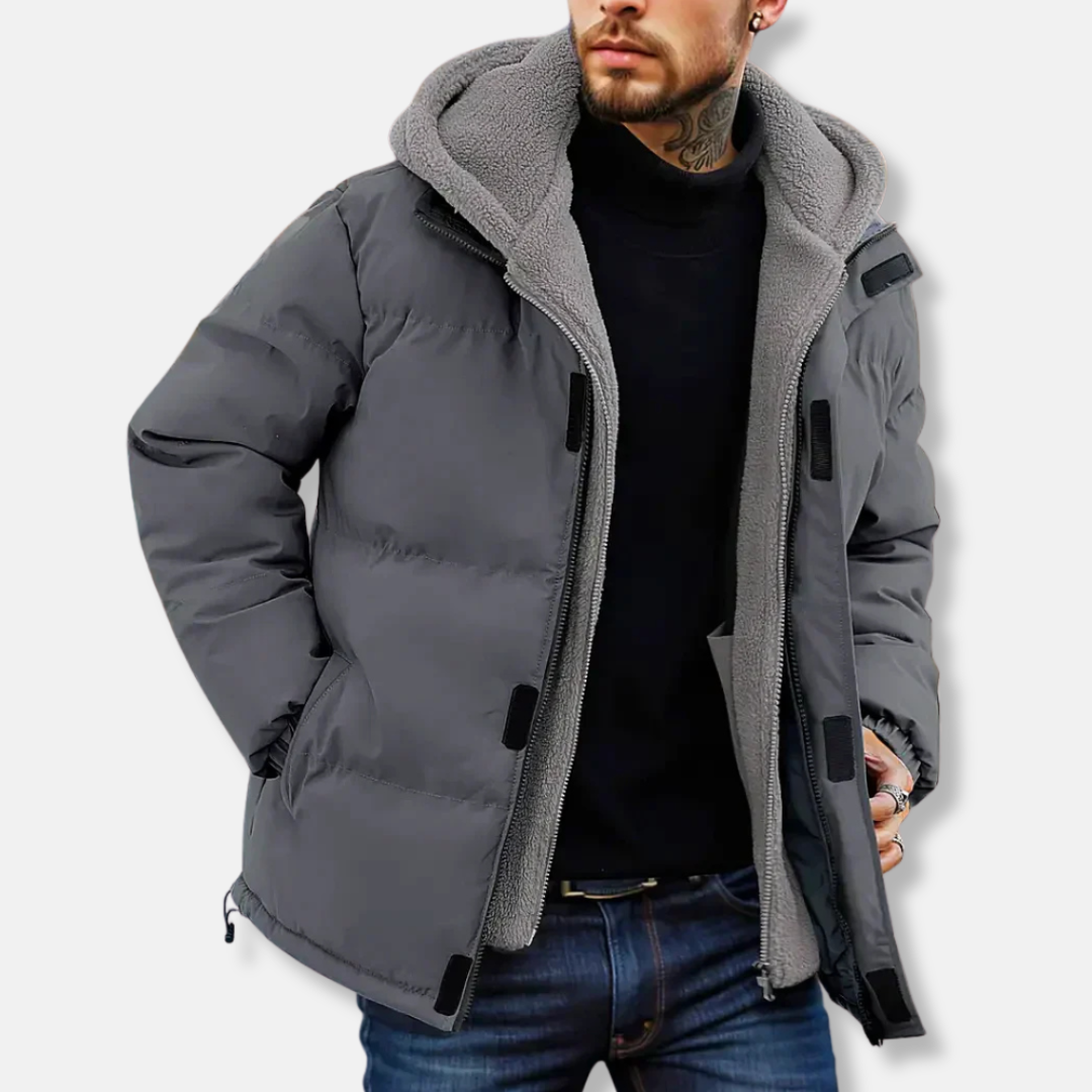 Theodore Quilted Hooded Puffer Jacket | Fleece-Lined Relaxed Fit Jacket