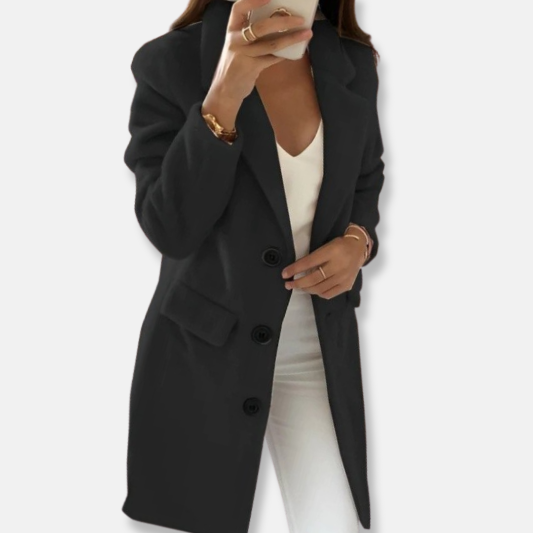Olivia Cotton Blazer Coat | Straight Fit Mid-Length Coat