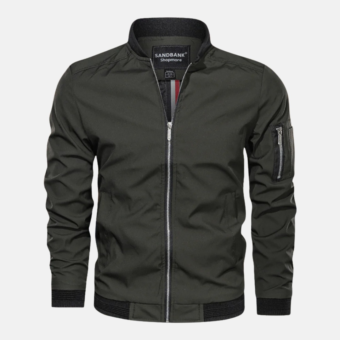 Men’s Bomber Jacket – Regular Fit – Ribbed Collar – Water-Resistant – Zipper Pocket