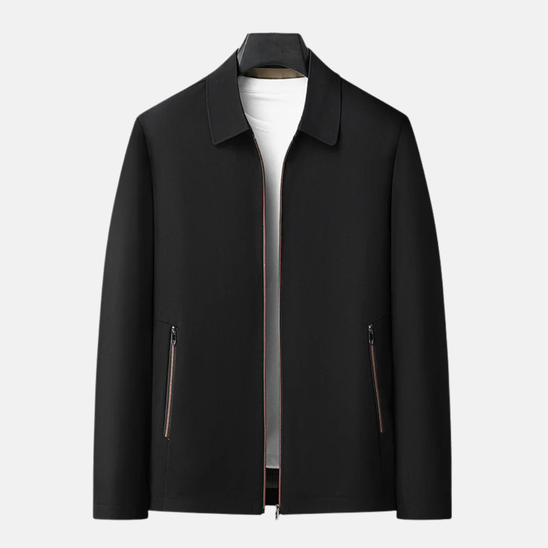 Men’s Jacket - Polyester Blend - Point Collar - Full Zipper Closure