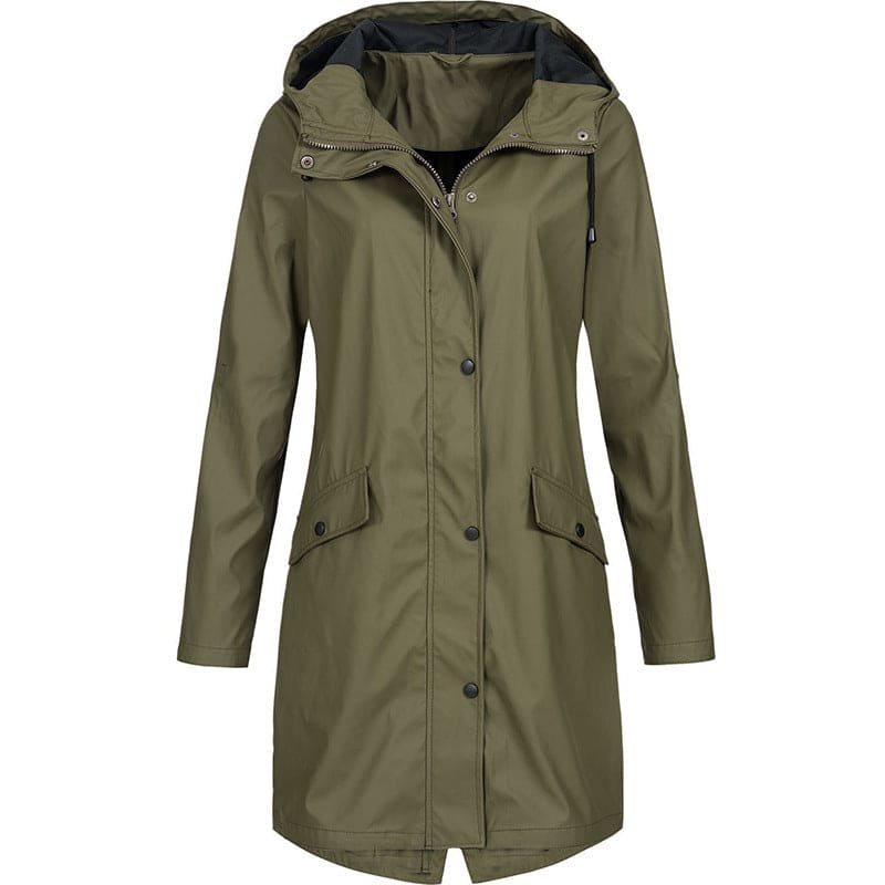 Women's waterproof hooded raincoat for all-weather protection