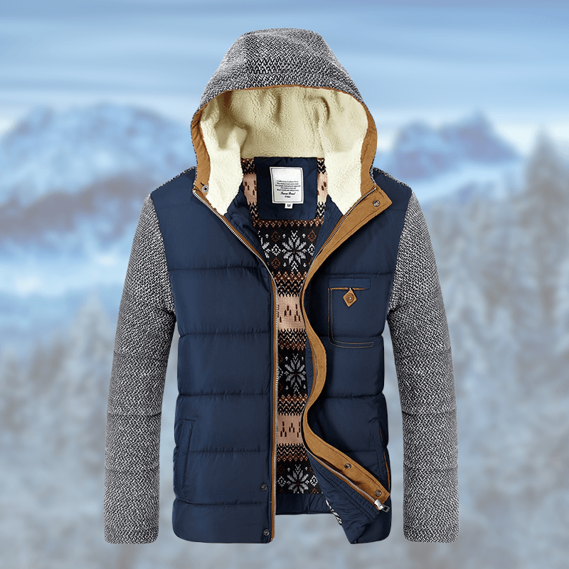 Men’s hooded winter jacket with sherpa lining