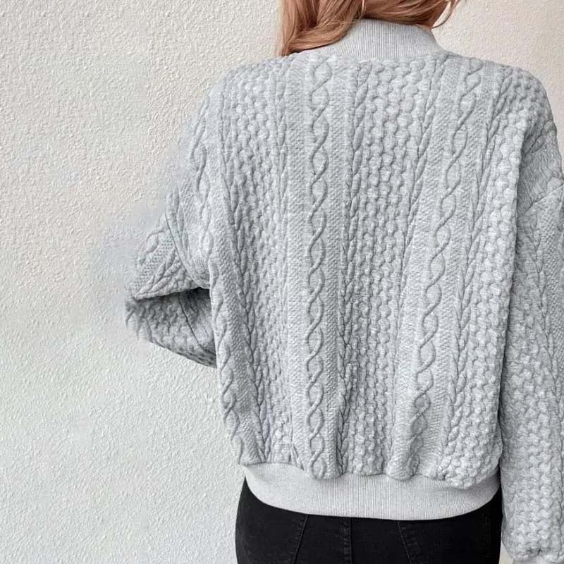 Women's cable knit button-up jacket