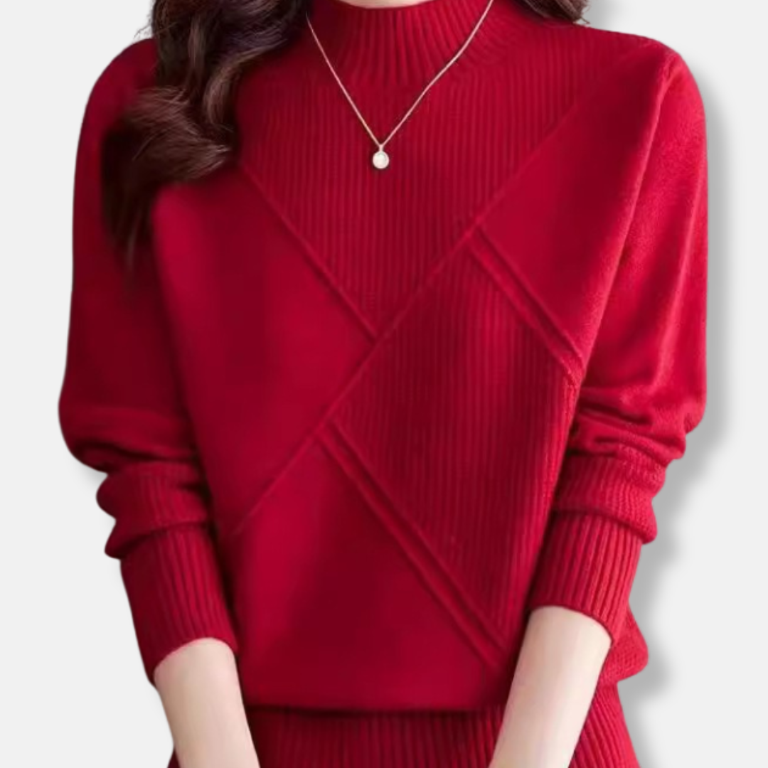 Women’s Pullover Sweater - Soft Knit Blend - Mock Neck - Ribbed Cuffs & Hem