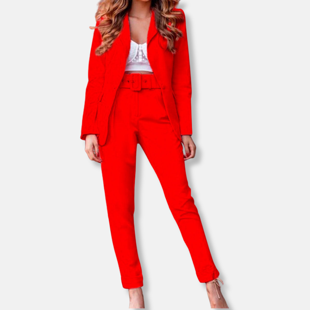 Alessandra Cotton Tailored Blazer and Tapered Pants Two-Piece Set | Business Casual Suit