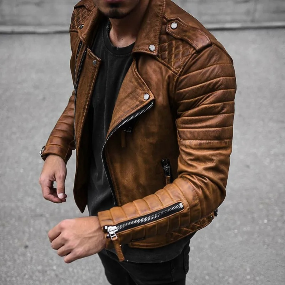 Men's leather biker jacket for an edgy style