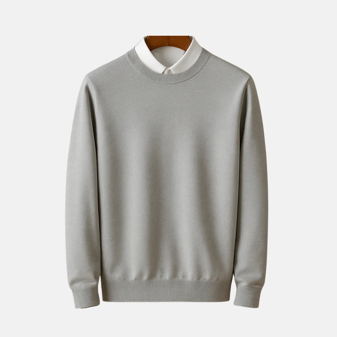 Men’s Sweatshirt - Fine Gauge Knit - Classic Fit - Crew Neck - Ribbed Cuffs and Hem