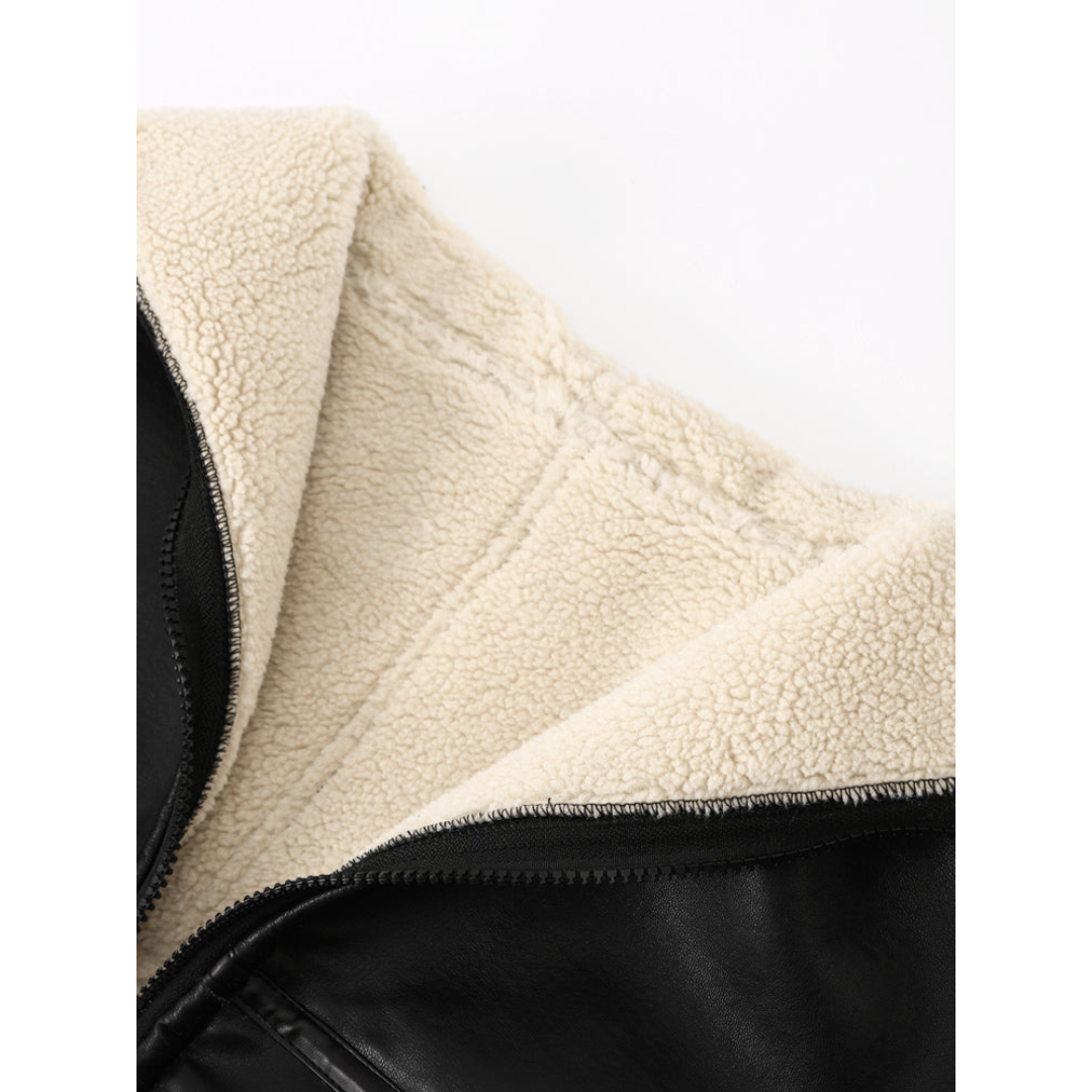 Women's faux shearling-lined aviator jacket for timeless styl