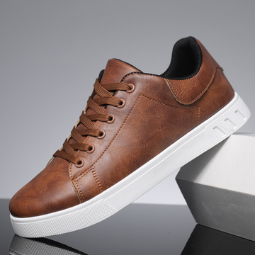 Men's leather sneakers with white sole