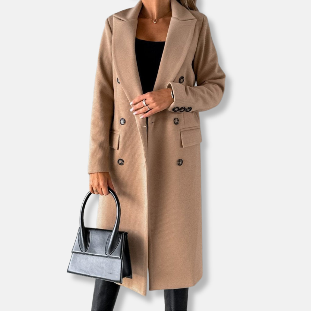 Women’s Coat - Wool - Tailored Fit - Maxi Length - Double Breasted - Notch Lapel